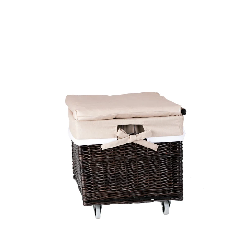 Cervus large portable rectangular storage basket, wicker basket with lid and trim TheWickerStories