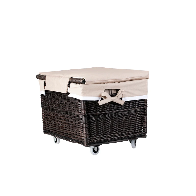 Cervus large portable rectangular storage basket, wicker basket with lid and trim TheWickerStories