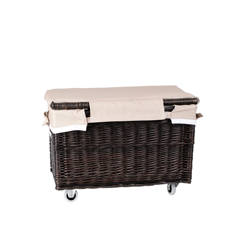 Cervus large portable rectangular storage basket, wicker basket with lid and trim TheWickerStories