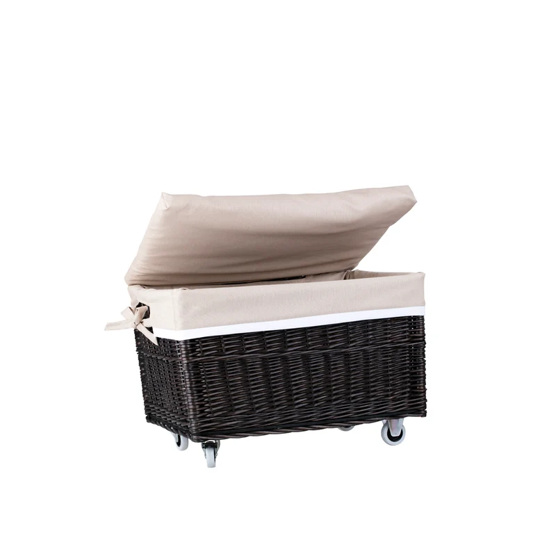 Cervus large portable rectangular storage basket, wicker basket with lid and trim TheWickerStories