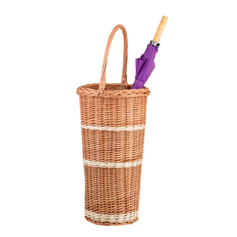 Vulpes wicker umbrella basket, umbrella stand, umbrella holder with handle TheWickerStories