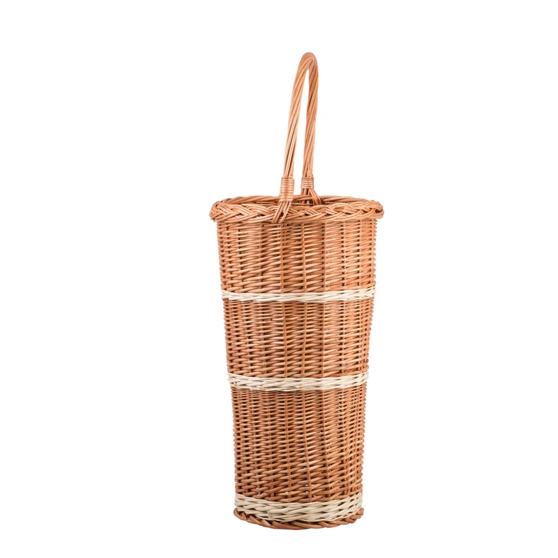Vulpes wicker umbrella basket, umbrella stand, umbrella holder with handle TheWickerStories