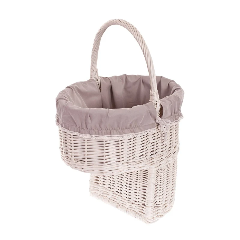Ovis wicker stair basket with beige lining TheWickerStories