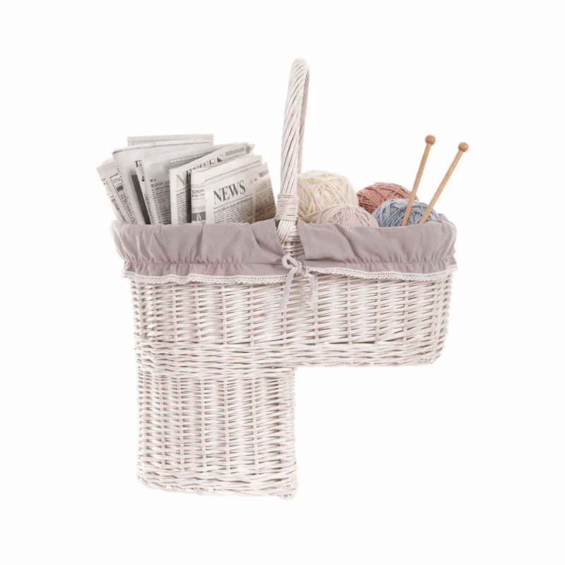 Ovis wicker stair basket with beige lining TheWickerStories