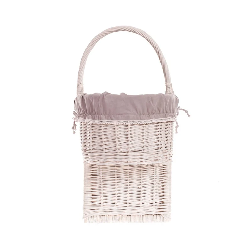 Ovis wicker stair basket with beige lining TheWickerStories