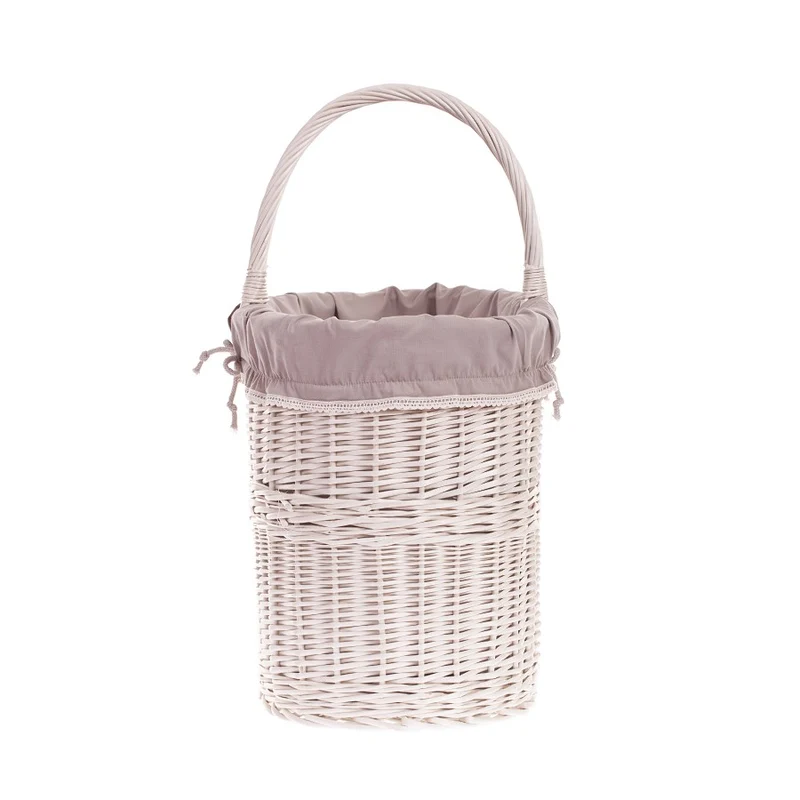 Ovis wicker stair basket with beige lining TheWickerStories