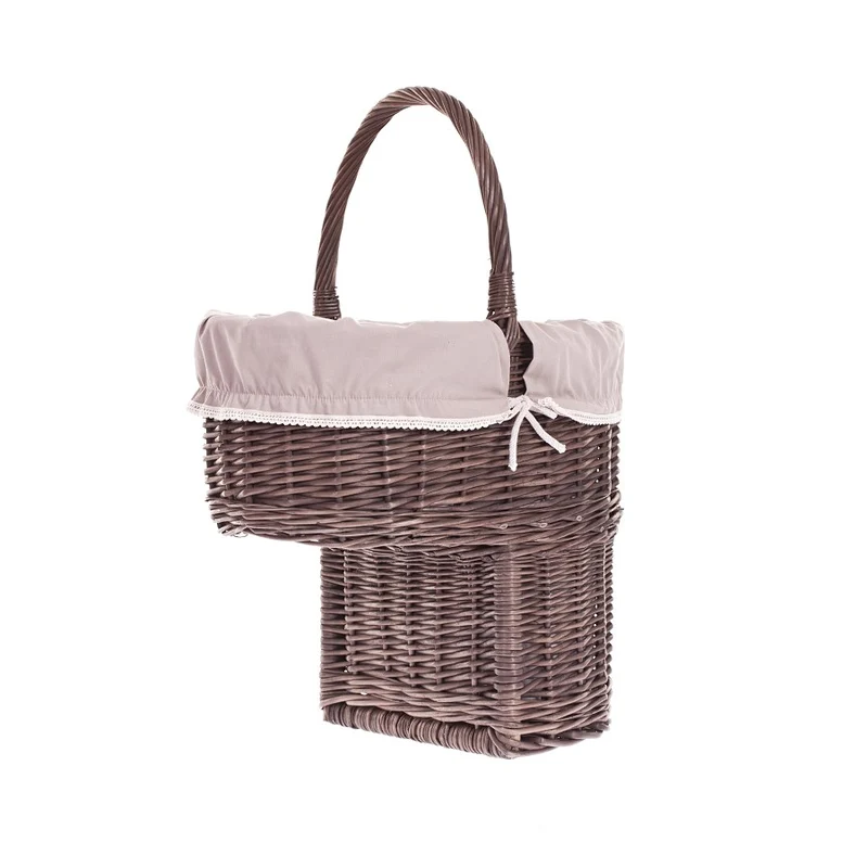 Ovis wicker stair basket with beige lining TheWickerStories