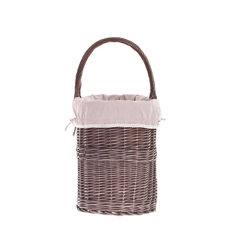 Ovis wicker stair basket with beige lining TheWickerStories