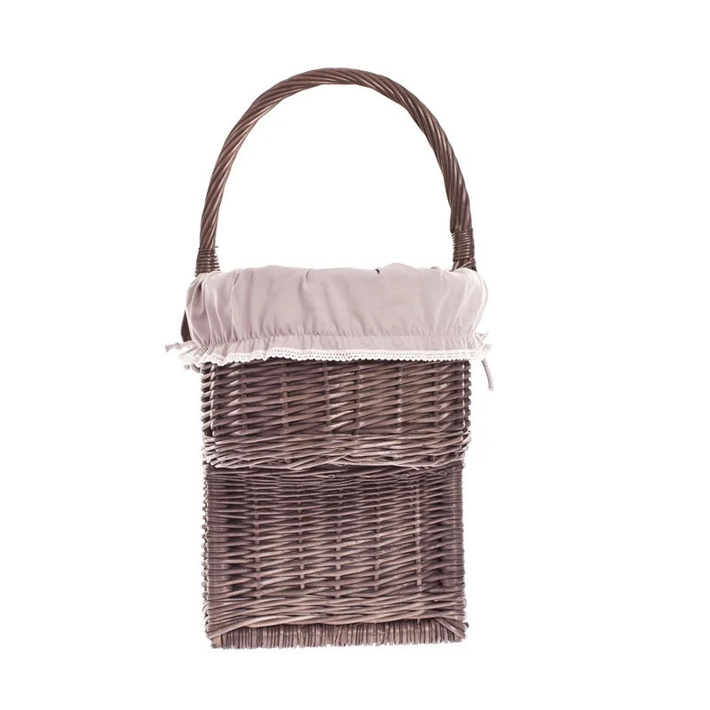 Ovis wicker stair basket with beige lining TheWickerStories