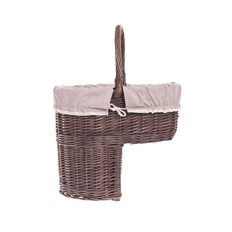 Ovis wicker stair basket with beige lining TheWickerStories