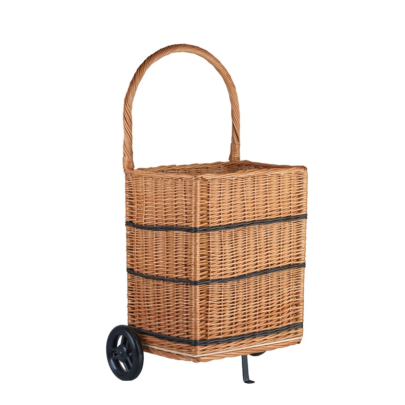 Solette wicker firewood basket with wheels and handle TheWickerStories