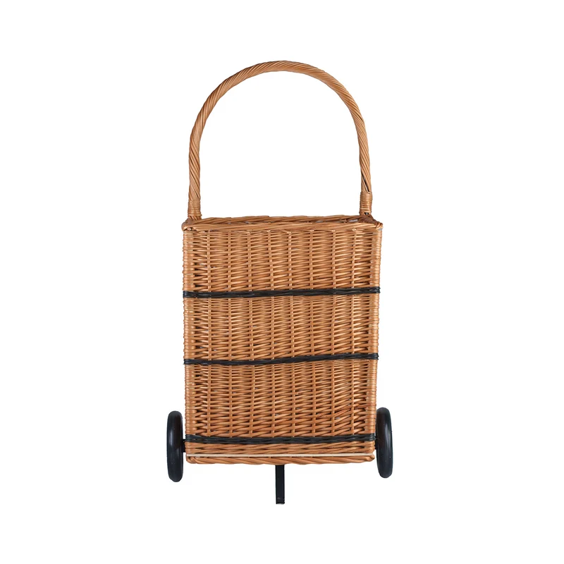 Solette wicker firewood basket with wheels and handle TheWickerStories