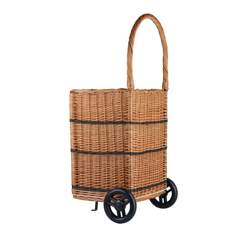 Solette wicker firewood basket with wheels and handle TheWickerStories