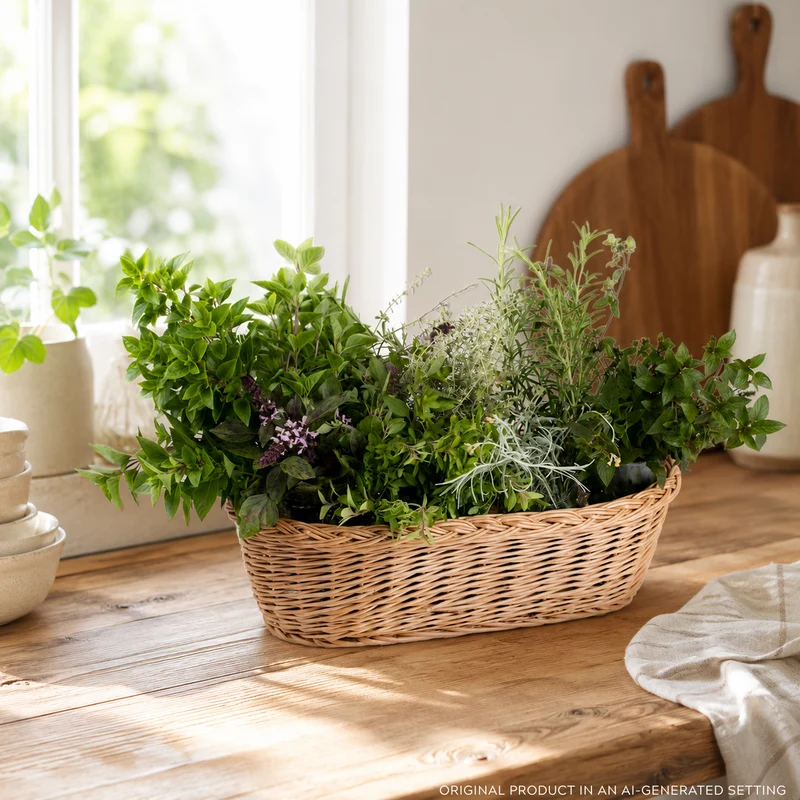 Fivina wicker basket for kitchen herbs and flowers TheWickerStories