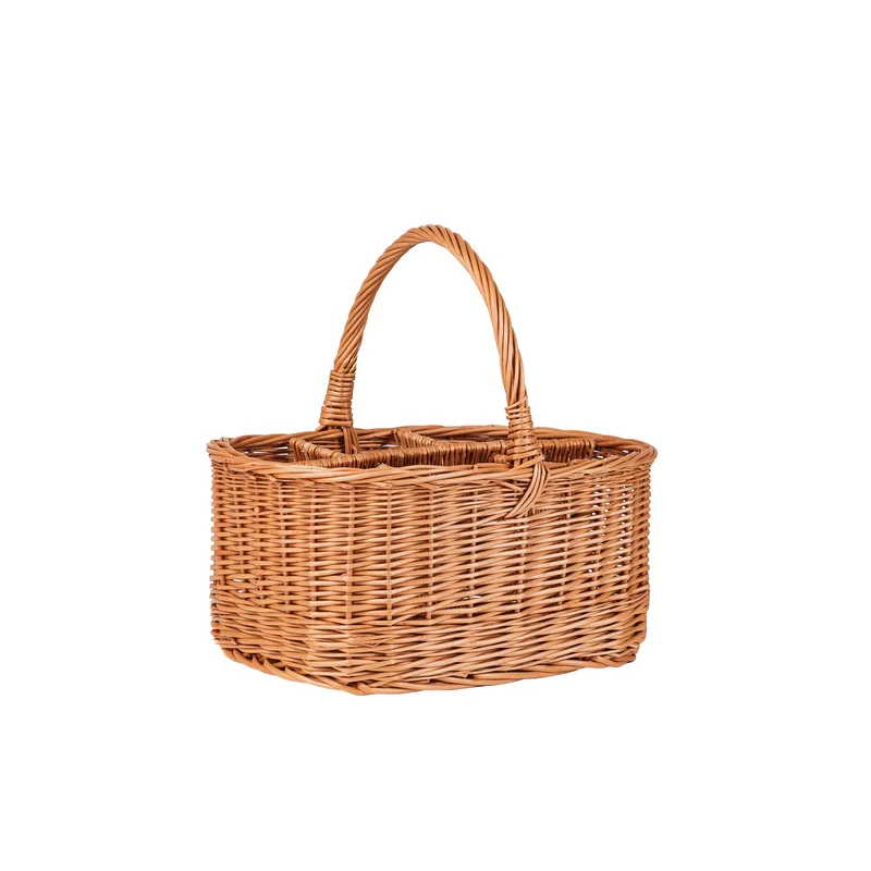 Gaudia wicker basket, bottle crate, carrier with dividers and handle TheWickerStories