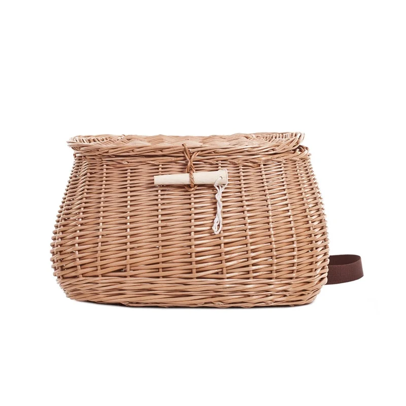 Marone wicker fishing basket, fishing creel, closable fish bag TheWickerStories