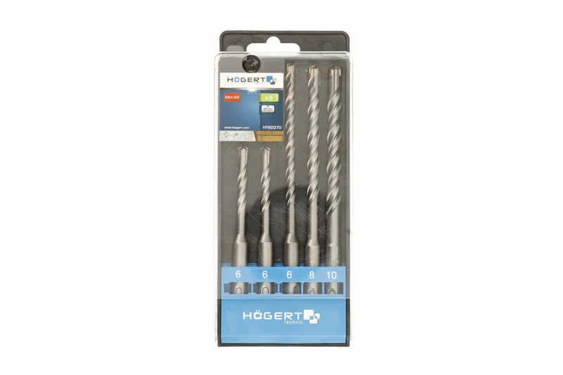 Zestaw wierteł SDS Plus 5 szt, średnica: 3 x 6 mm, 8 mm, 10 mm