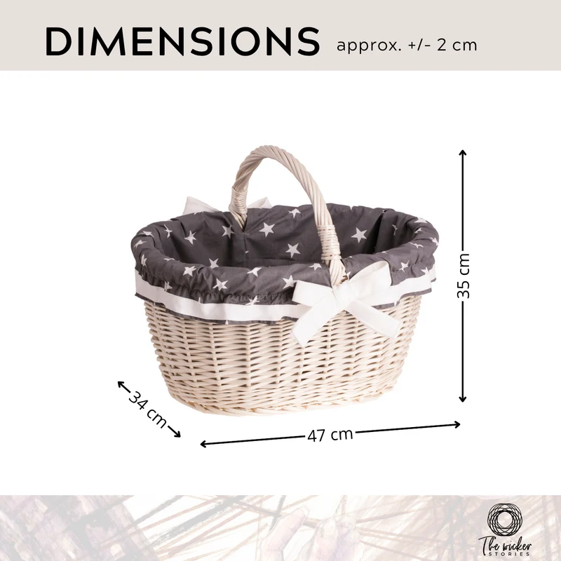 Walerissa wicker shopping basket, mushroom and picnic basket, decorative gift basket with trim TheWickerStories