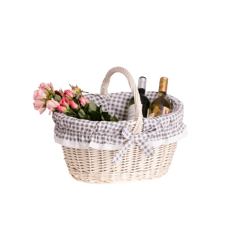 Walerissa wicker shopping basket, mushroom and picnic basket, decorative gift basket with trim TheWickerStories