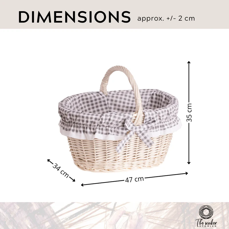 Walerissa wicker shopping basket, mushroom and picnic basket, decorative gift basket with trim TheWickerStories