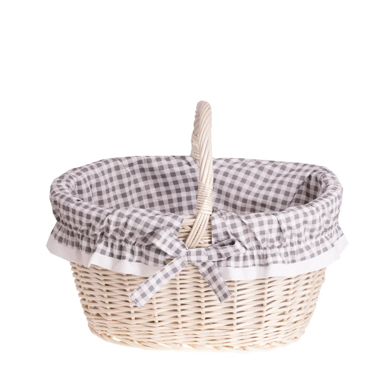 Walerissa wicker shopping basket, mushroom and picnic basket, decorative gift basket with trim TheWickerStories