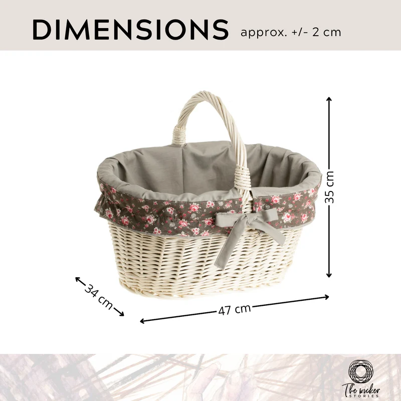 Walerissa wicker shopping basket, basket for mushrooms and picnics, decorative gift basket with trim TheWickerStories