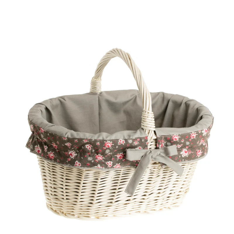 Walerissa wicker shopping basket, basket for mushrooms and picnics, decorative gift basket with trim TheWickerStories