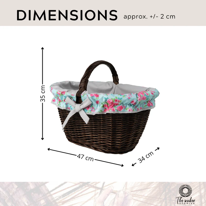 Walerissa wicker shopping basket, mushroom and picnic basket, decorative gift basket with trim TheWickerStories
