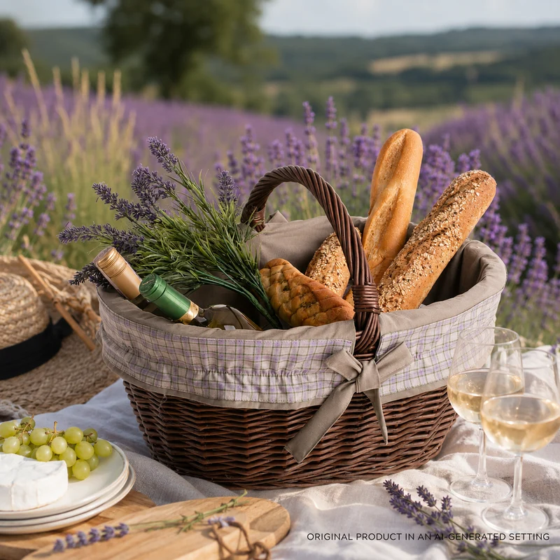 Walerissa wicker shopping basket, mushroom and picnic basket, decorative gift basket with trim TheWickerStories