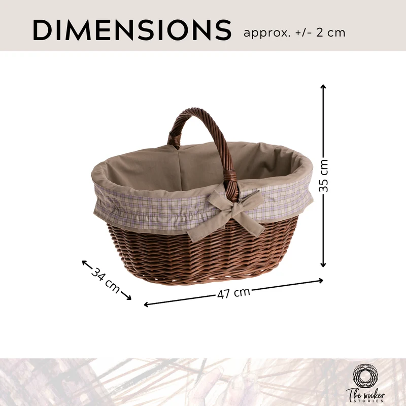 Walerissa wicker shopping basket, mushroom and picnic basket, decorative gift basket with trim TheWickerStories