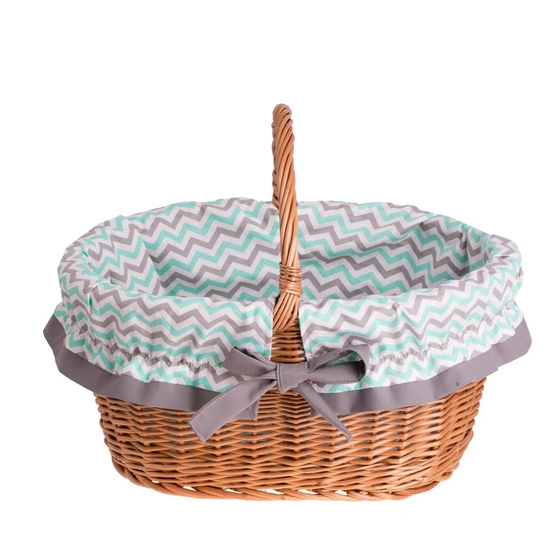 Walerissa wicker shopping basket for groceries, mushroom and picnic basket, decorative gift basket with fabric lining TheWickerStories