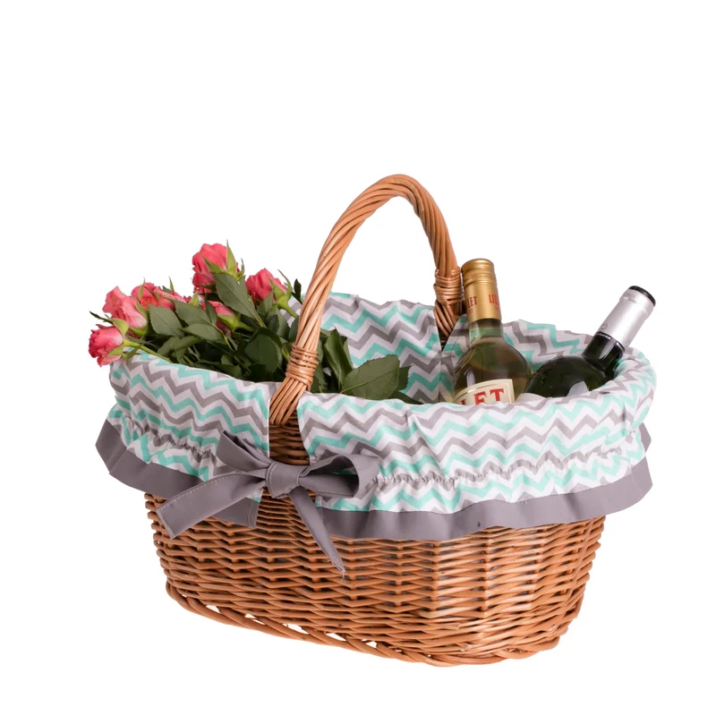 Walerissa wicker shopping basket for groceries, mushroom and picnic basket, decorative gift basket with fabric lining TheWickerStories