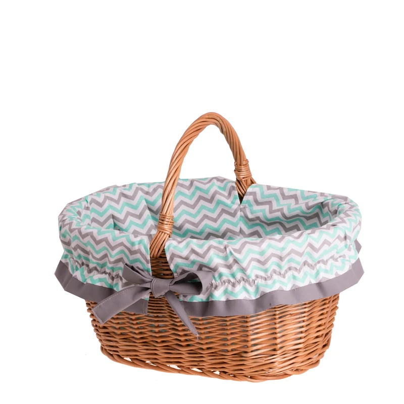 Walerissa wicker shopping basket for groceries, mushroom and picnic basket, decorative gift basket with fabric lining TheWickerStories