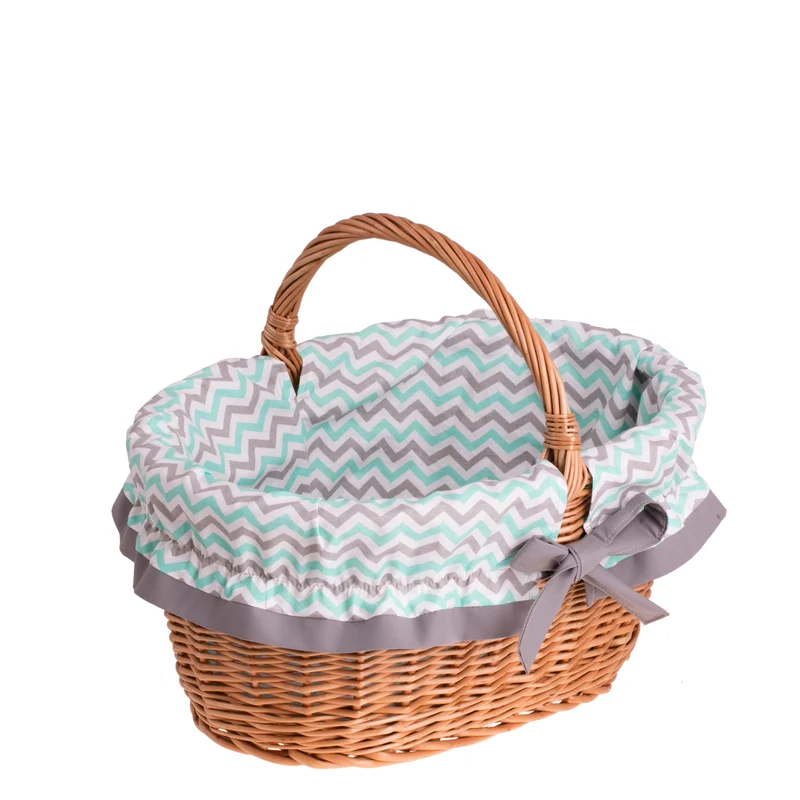 Walerissa wicker shopping basket for groceries, mushroom and picnic basket, decorative gift basket with fabric lining TheWickerStories