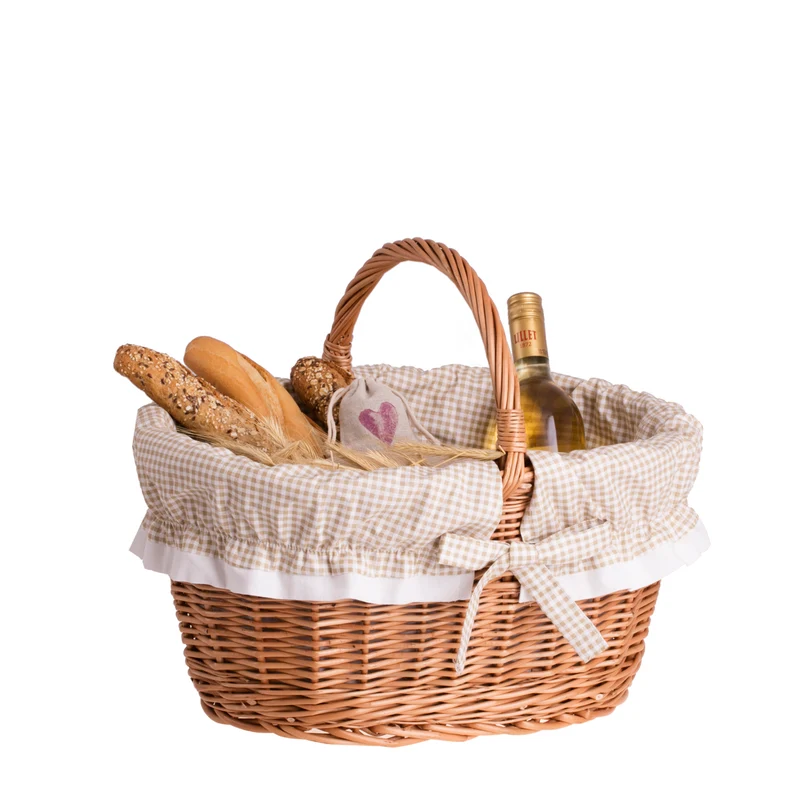 Walerissa wicker shopping basket, mushroom and picnic basket, decorative gift basket with trim TheWickerStories