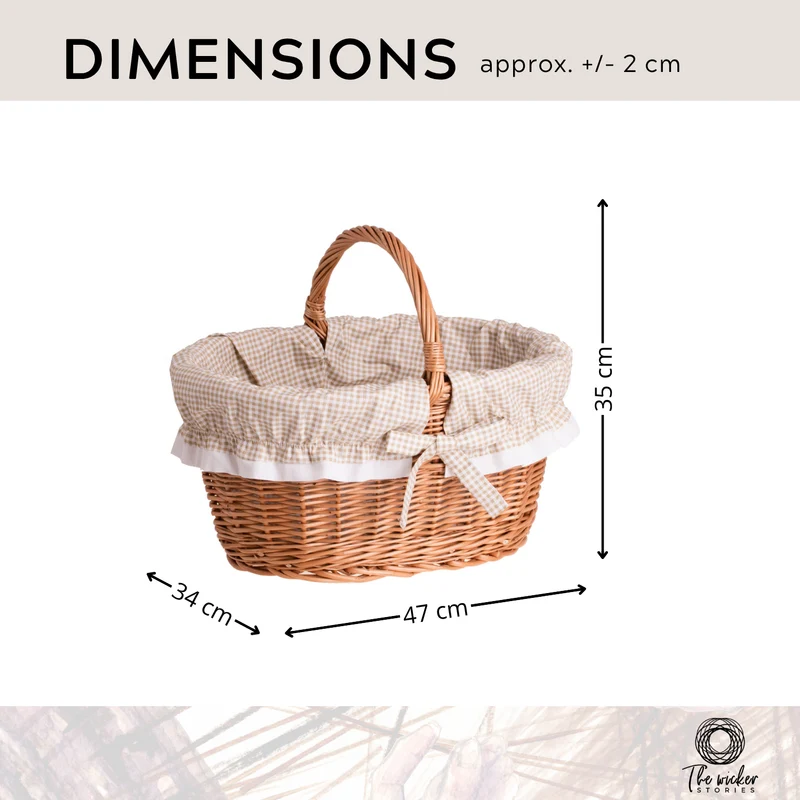 Walerissa wicker shopping basket, mushroom and picnic basket, decorative gift basket with trim TheWickerStories