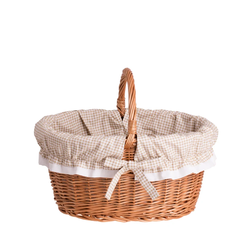 Walerissa wicker shopping basket, mushroom and picnic basket, decorative gift basket with trim TheWickerStories
