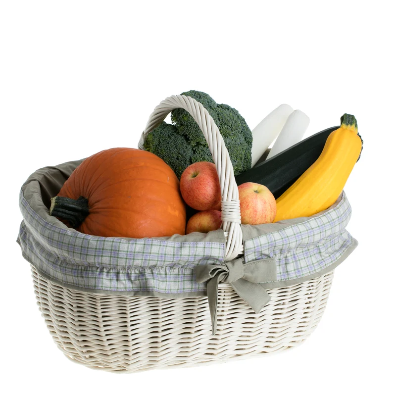 Wilhelmina wicker shopping basket, mushroom and picnic basket, decorative gift basket with trim TheWickerStories