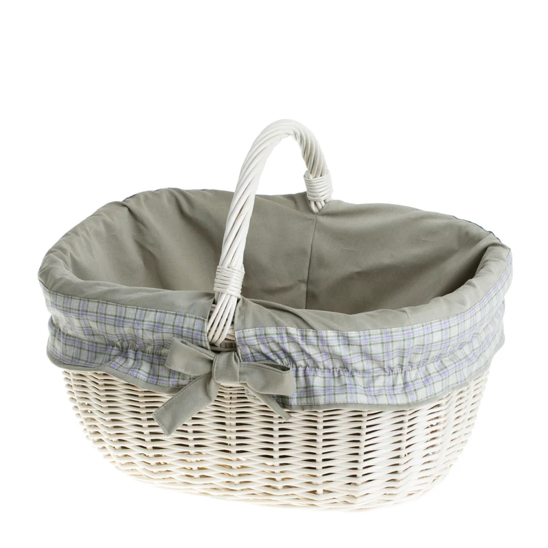 Wilhelmina wicker shopping basket, mushroom and picnic basket, decorative gift basket with trim TheWickerStories