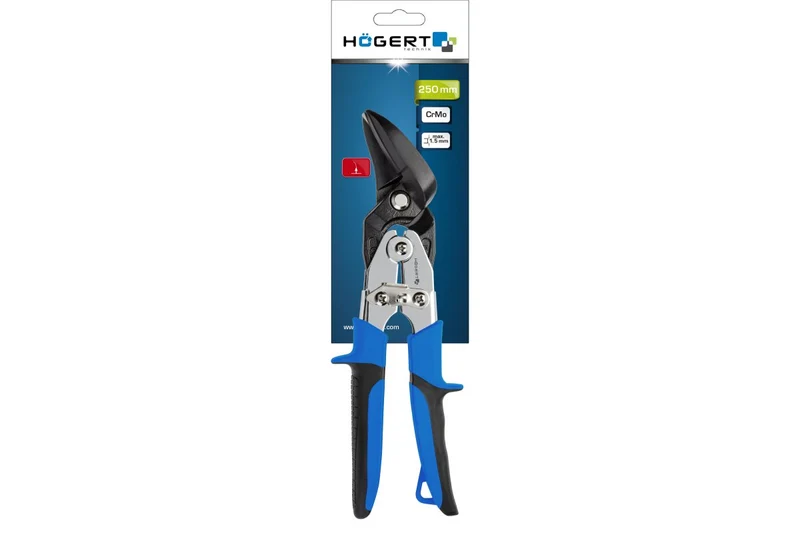 Nożyce do blachy 250 mm, odgięte, lewe, CrMo