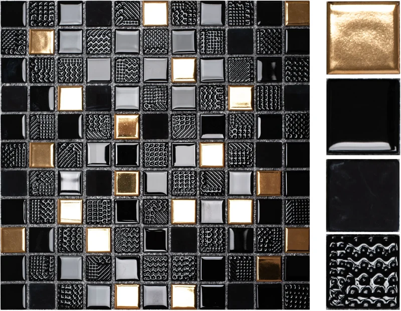 Mosaikfliesen Schwarz 30x30cm (2 Stück)