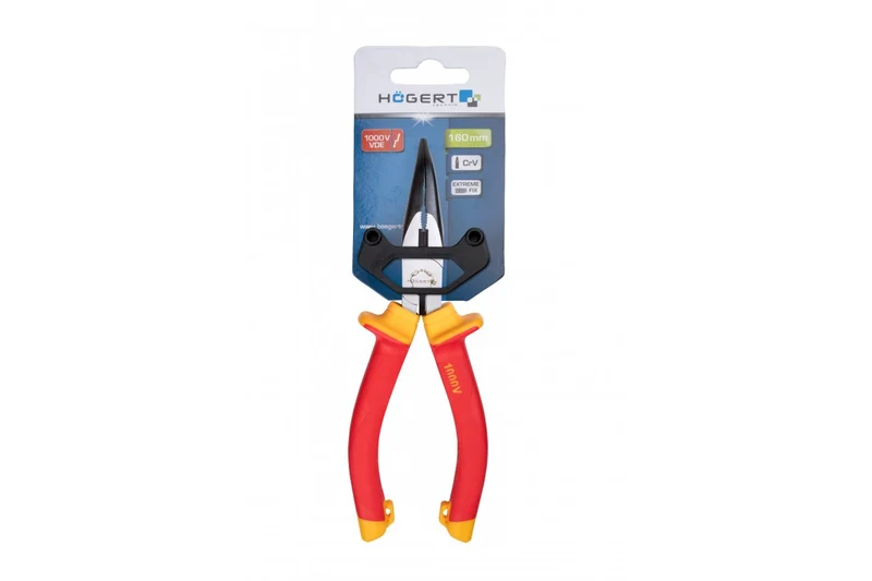 Szczypce wydłużone wygięte 160mm, 1000V, VDE