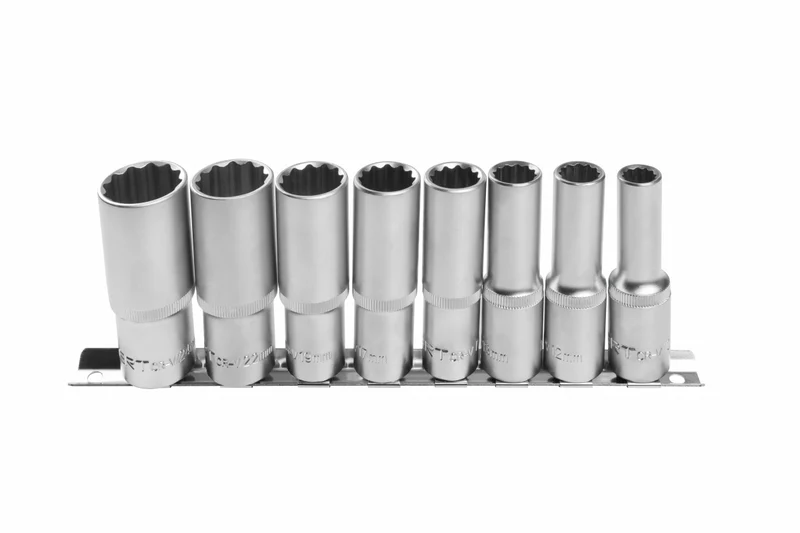 Zestaw kluczy nasadowych 12-kątnych długich1/2", 8 szt.
