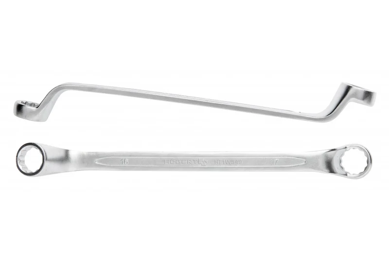 Klucz oczkowy odgięty ze stali CrV, 14 x 15 mm, DIN 838
