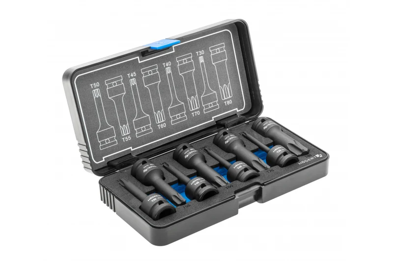 Zestaw kluczy trzpieniowych, udarowych Torx, 8 szt., 1/2", CrMo