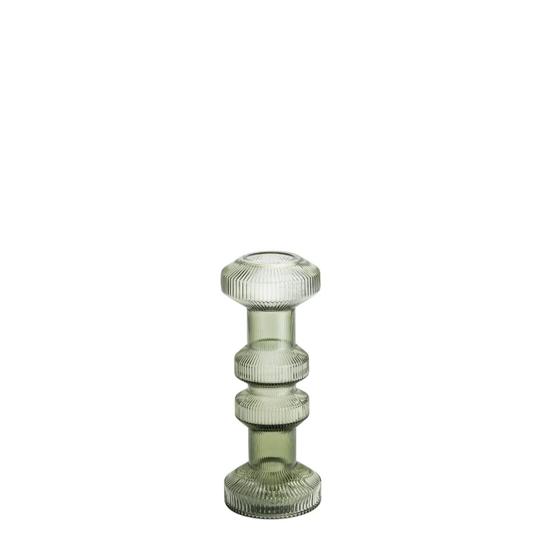 ISAA Vase-Kerzenständer Ara – Geripptes Glas, hohe Vase & Kerzenständer