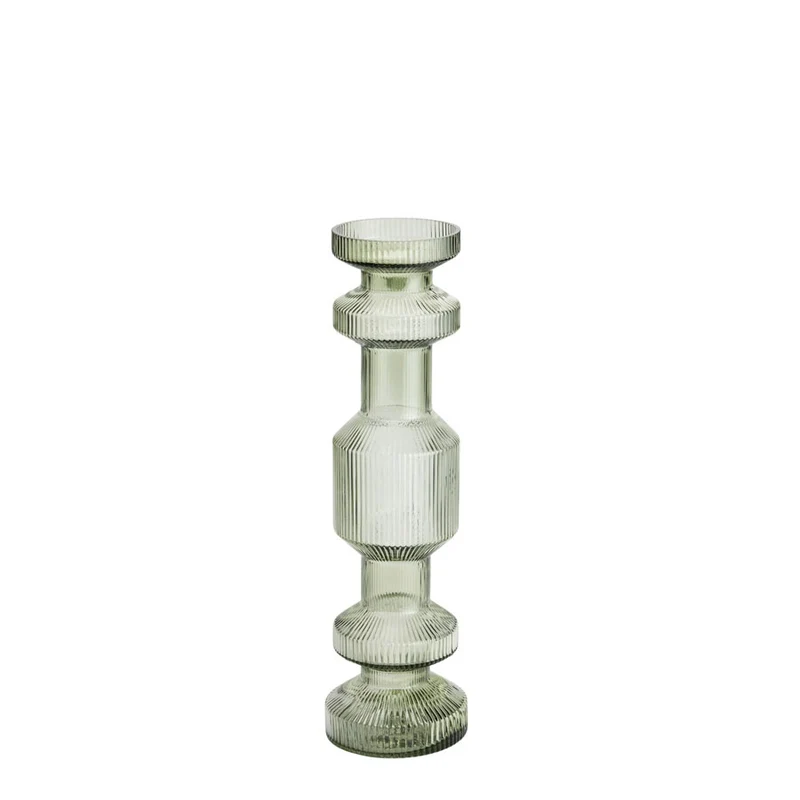 ISAA Vase-Kerzenständer Ara – Geripptes Glas, hohe Vase & Kerzenständer