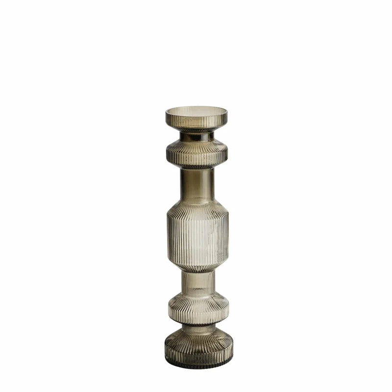 ISAA Vase-Kerzenständer Ara – Geripptes Glas, hohe Vase & Kerzenständer