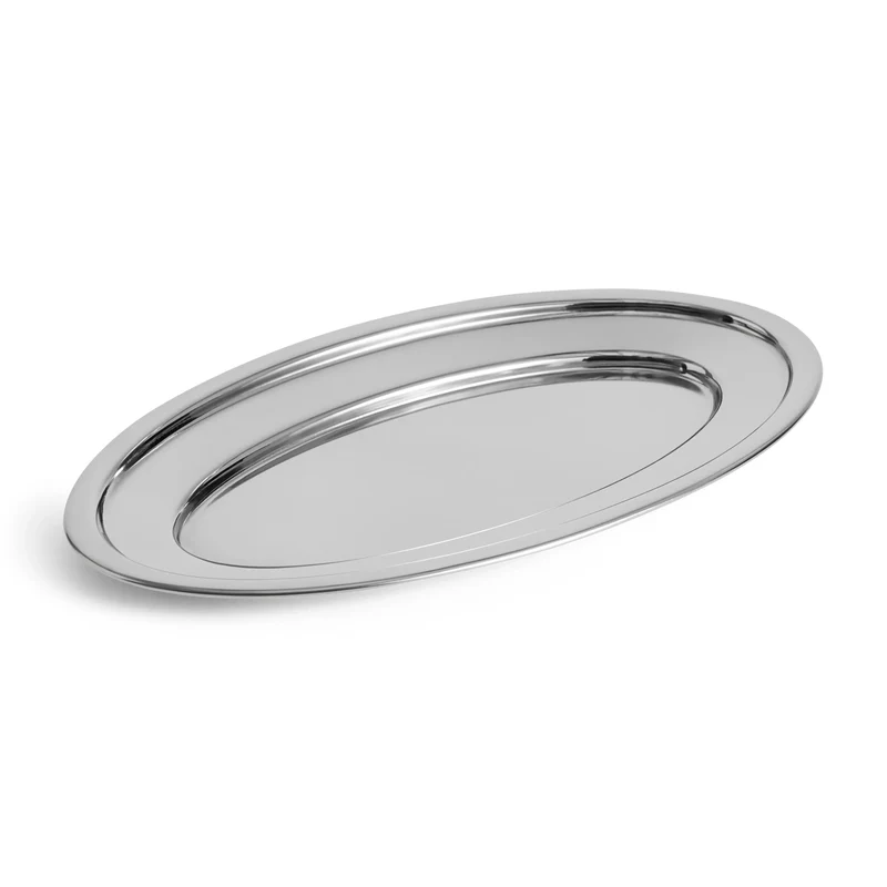 Servierplatte Edelstahl Oval – Essential Steel von HAY