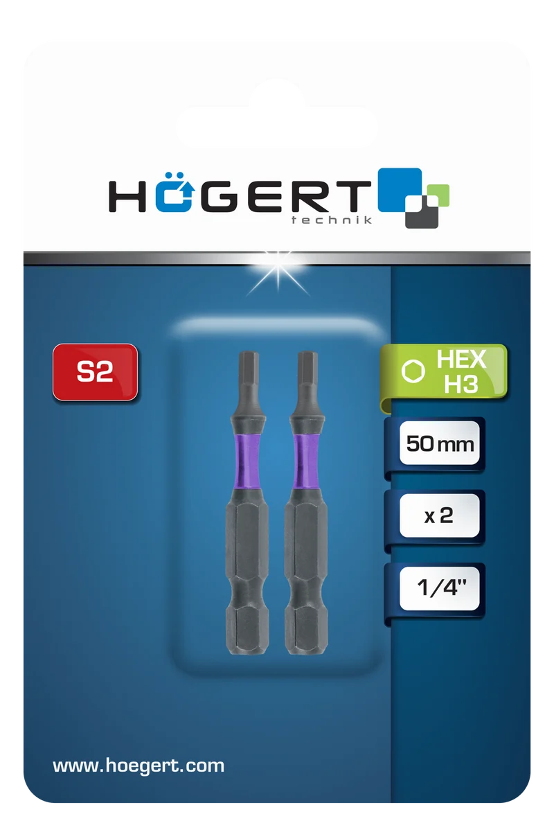 Końcówka wkrętakowa udarowa Hex H3 50mm 2 SZT